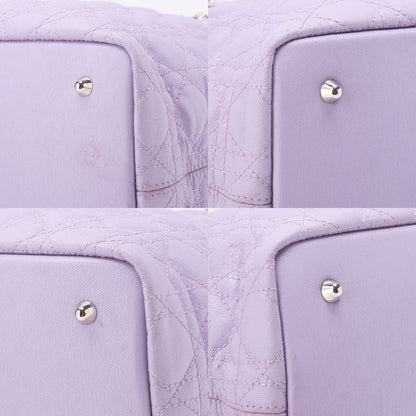 Dior Tote Bag, Lady Dior Panarea Cannage, Coated Canvas, Purple, Silver-Tone Hardware, Pre-Owned - Vintage La Charme