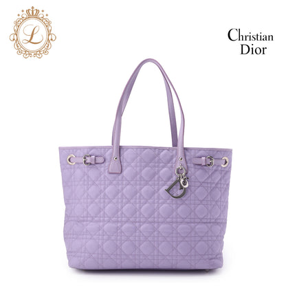 Dior Tote Bag, Lady Dior Panarea Cannage, Coated Canvas, Purple, Silver-Tone Hardware, Pre-Owned - Vintage La Charme