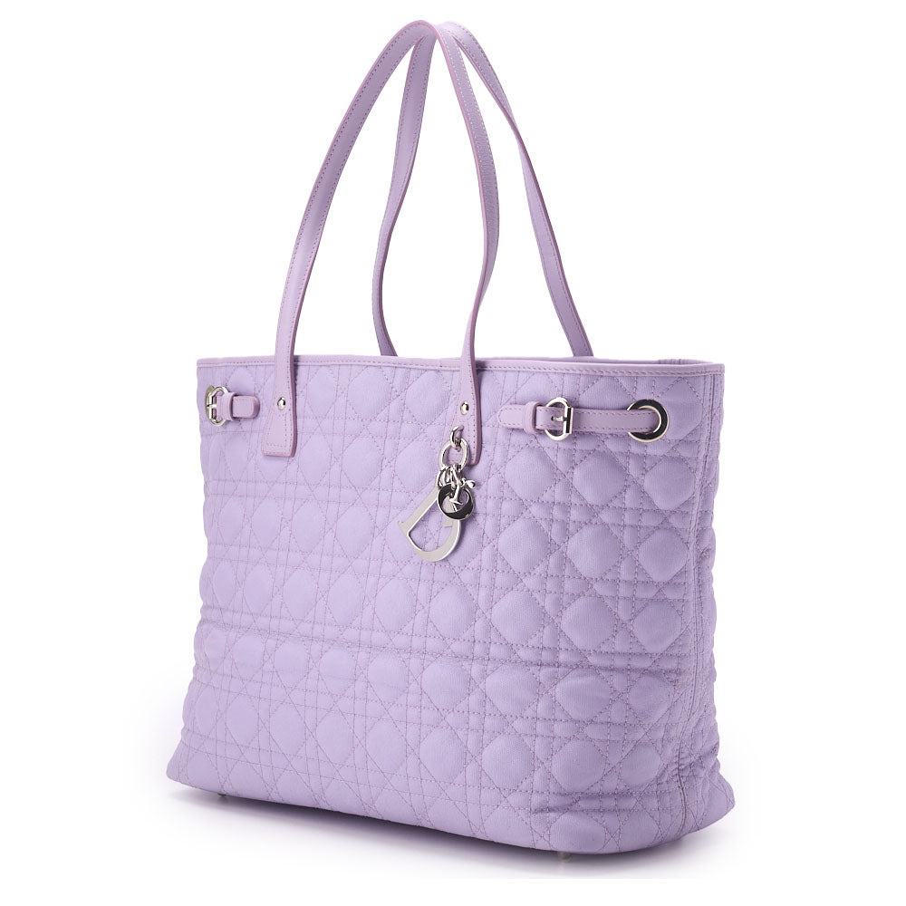 Dior Tote Bag, Lady Dior Panarea Cannage, Coated Canvas, Purple, Silver-Tone Hardware, Pre-Owned - Vintage La Charme