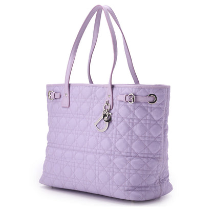 Dior Tote Bag, Lady Dior Panarea Cannage, Coated Canvas, Purple, Silver-Tone Hardware, Pre-Owned - Vintage La Charme