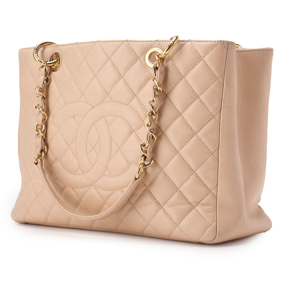CHANEL Shoulder Bag Matelasse Caviar Skin Beige Silver-Tone Hardware Pre-Owned - Vintage La Charme