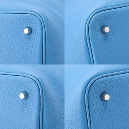 HERMES Picotin Lock MM Handbag Tryon Leather Blue de Nord Silver-Tone Hardware Pre-Owned - Vintage La Charme