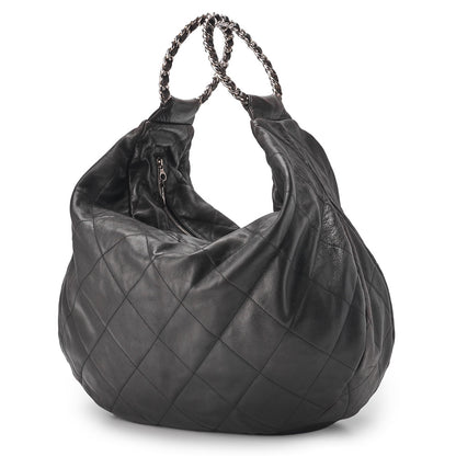 CHANEL Handbag, Matelasse, Chain, Lambskin, Black, Silver-Tone Hardware, Pre-Owned - Vintage La Charme