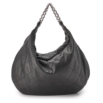 CHANEL Handbag, Matelasse, Chain, Lambskin, Black, Silver-Tone Hardware, Pre-Owned - Vintage La Charme
