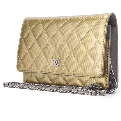 CHANEL Chain Wallet, Matelasse, Enamel Gold, Silver Hardware, Pre-Owned - Vintage La Charme