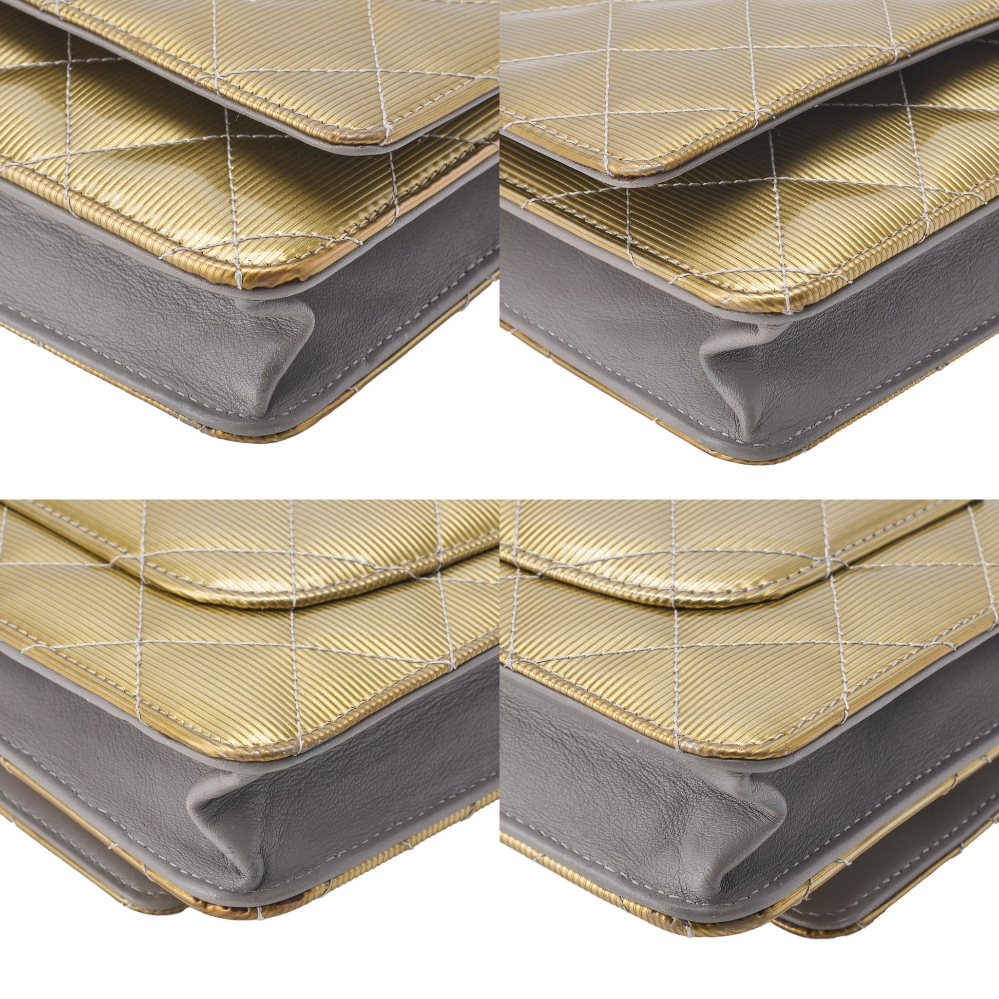 CHANEL Chain Wallet, Matelasse, Enamel Gold, Silver Hardware, Pre-Owned - Vintage La Charme