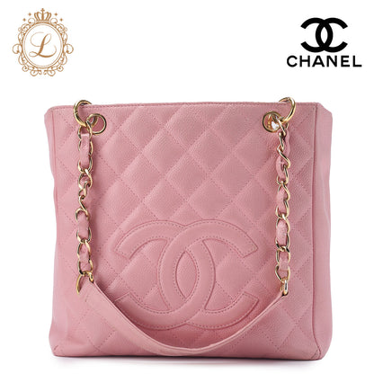 CHANEL Tote Bag Matelasse Caviar Skin Pink Gold-Tone Hardware Pre-Owned - Vintage La Charme