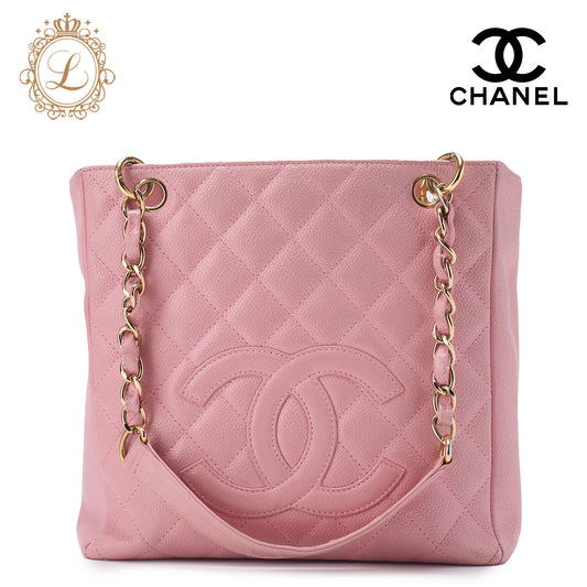 CHANEL Tote Bag Matelasse Caviar Skin Pink Gold-Tone Hardware Pre-Owned - Vintage La Charme
