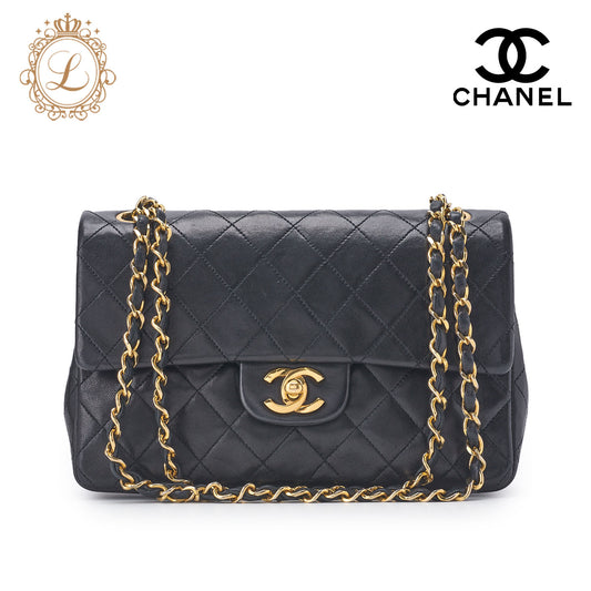 CHANEL Shoulder Bag, Matelasse Turn Lock Double Flap 23, Lambskin, Black, Gold-Tone Hardware, Pre-Owned - Vintage La Charme