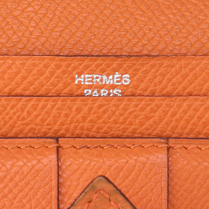 HERMES Bearn Soufflet Two-Fold Long Wallet Epson Orange Silver-Tone Hardware Pre-Owned - Vintage La Charme