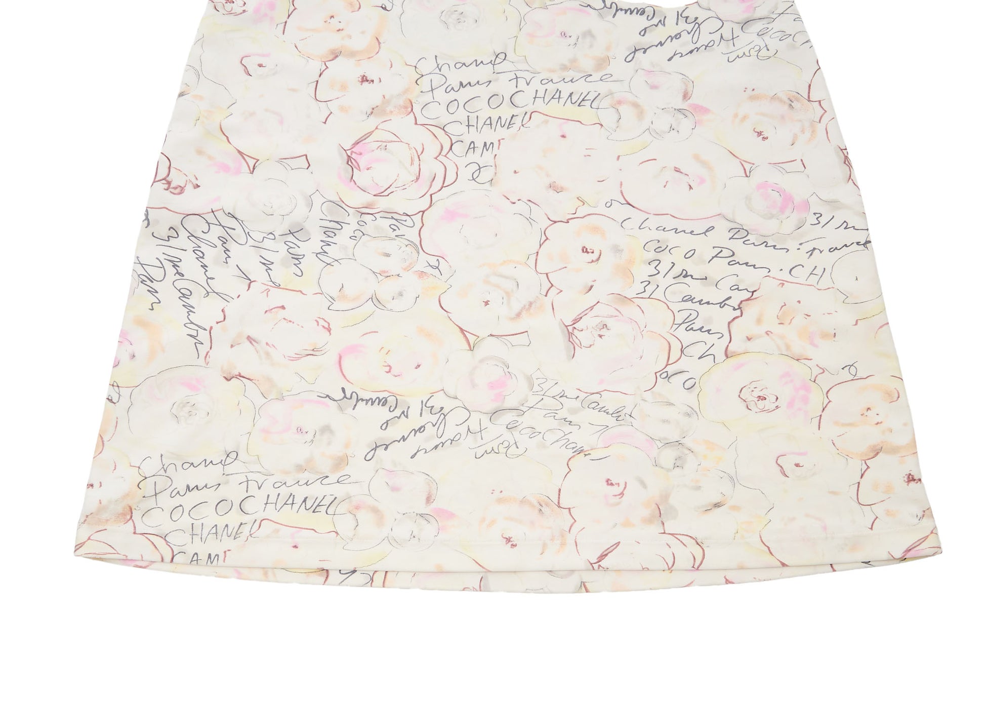 CHANEL Sleeveless Dress, Camellia Logo, Nylon Blend, Ivory, Silver-Tone Hardware, Pre-Owned - Vintage La Charme