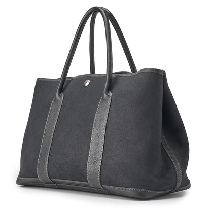 HERMES Garden Party PM Tote Bag Toile Offiche Black Silver-Tone Hardware Pre-Owned - Vintage La Charme