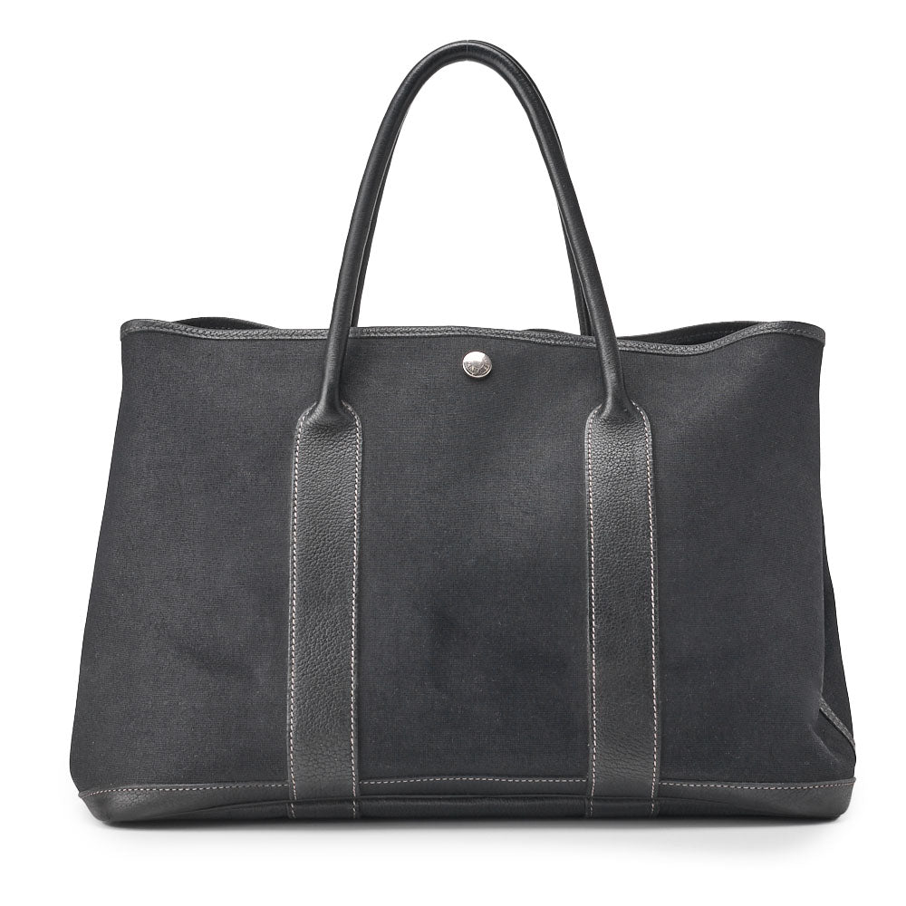 HERMES Garden Party PM Tote Bag Toile Offiche Black Silver-Tone Hardware Pre-Owned - Vintage La Charme