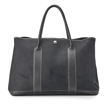HERMES Garden Party PM Tote Bag Toile Offiche Black Silver-Tone Hardware Pre-Owned - Vintage La Charme