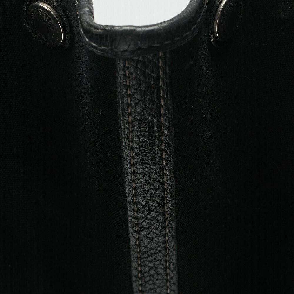 HERMES Garden Party PM Tote Bag Toile Offiche Black Silver-Tone Hardware Pre-Owned - Vintage La Charme