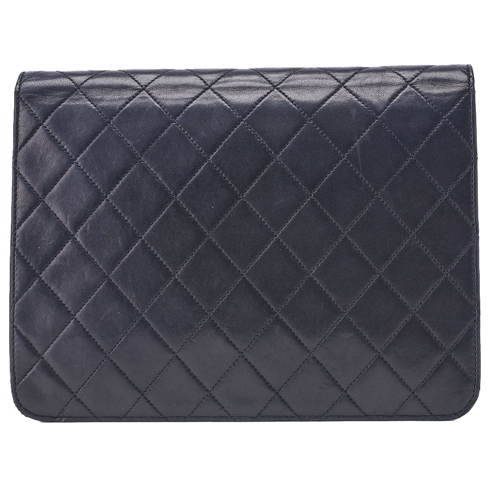 CHANEL Shoulder Bag, Matelasse, Push Lock, Lambskin, Black, Gold-Tone Hardware, Pre-Owned - Vintage La Charme