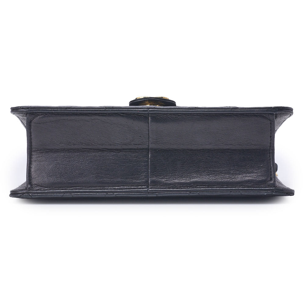 CHANEL Shoulder Bag, Matelasse, Push Lock, Lambskin, Black, Gold-Tone Hardware, Pre-Owned - Vintage La Charme