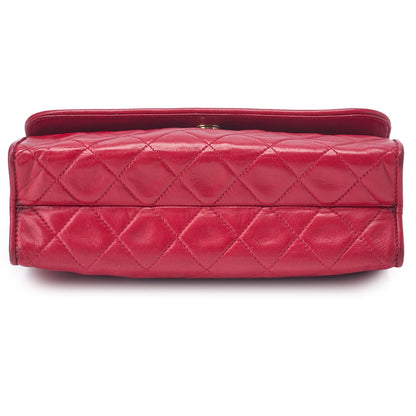 CHANEL Shoulder Bag Matelasse Fringe Chain Shoulder Lambskin Red Gold-Tone Hardware Pre-Owned - Vintage La Charme