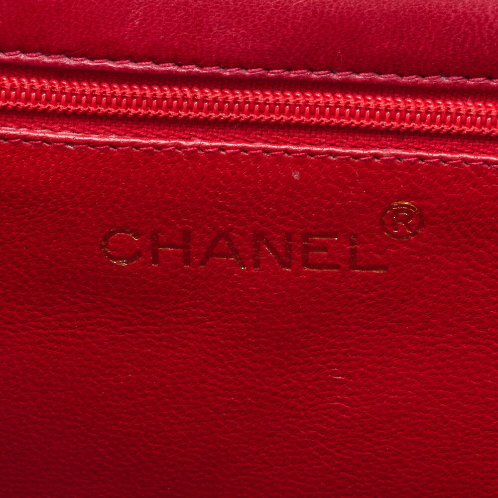 CHANEL Shoulder Bag Matelasse Fringe Chain Shoulder Lambskin Red Gold-Tone Hardware Pre-Owned - Vintage La Charme