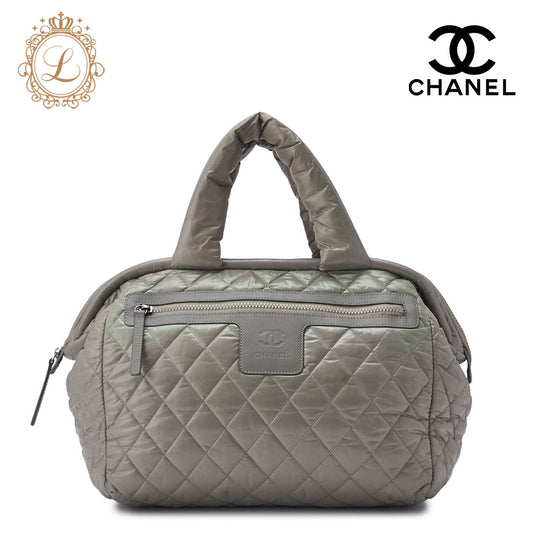CHANEL Shoulder Tote Bag Coco Cocoon Nylon Khaki Silver-Tone Hardware Pre-Owned - Vintage La Charme