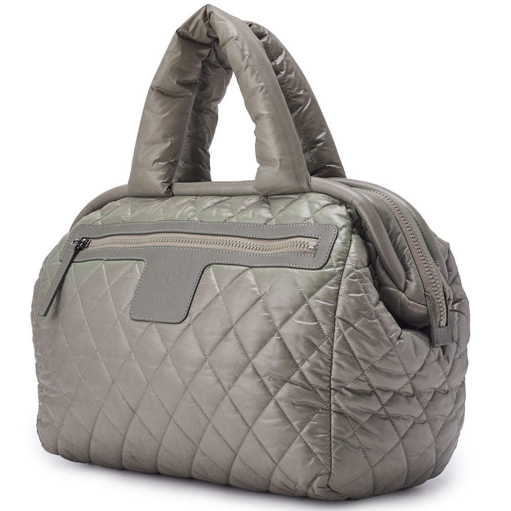 CHANEL Shoulder Tote Bag Coco Cocoon Nylon Khaki Silver-Tone Hardware Pre-Owned - Vintage La Charme
