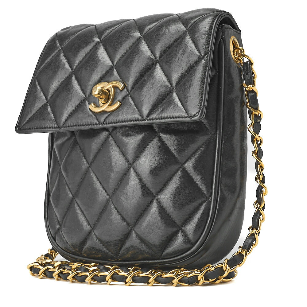 CHANEL Shoulder Bag, Matelasse Vertical Straight Flap, Lambskin, Black, Gold-Tone Hardware, Pre-Owned - Vintage La Charme