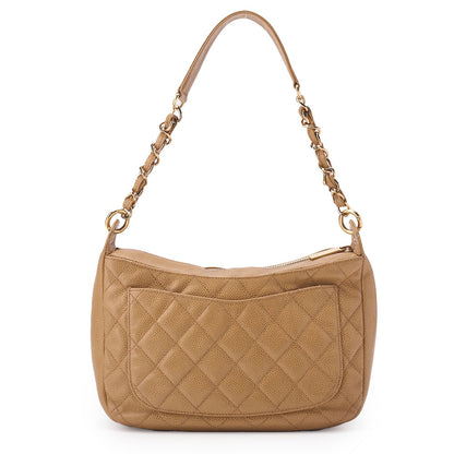 CHANEL Shoulder Bag Matelasse Coco Mark Caviar Skin Beige Gold-Tone Hardware Pre-Owned - Vintage La Charme
