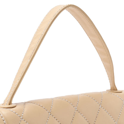 CHANEL Handbag Wild Stitch Matelasse Calf Leather Beige Gold-Tone Hardware Pre-Owned - Vintage La Charme