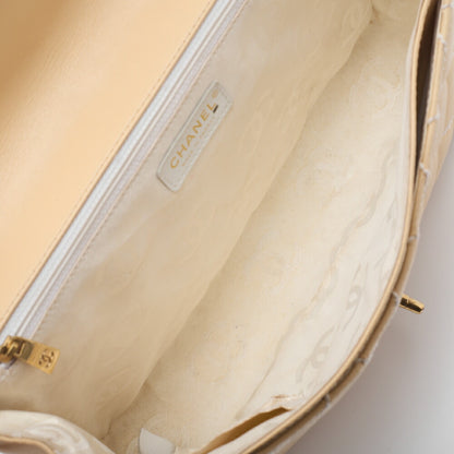 CHANEL Handbag Wild Stitch Matelasse Calf Leather Beige Gold-Tone Hardware Pre-Owned - Vintage La Charme