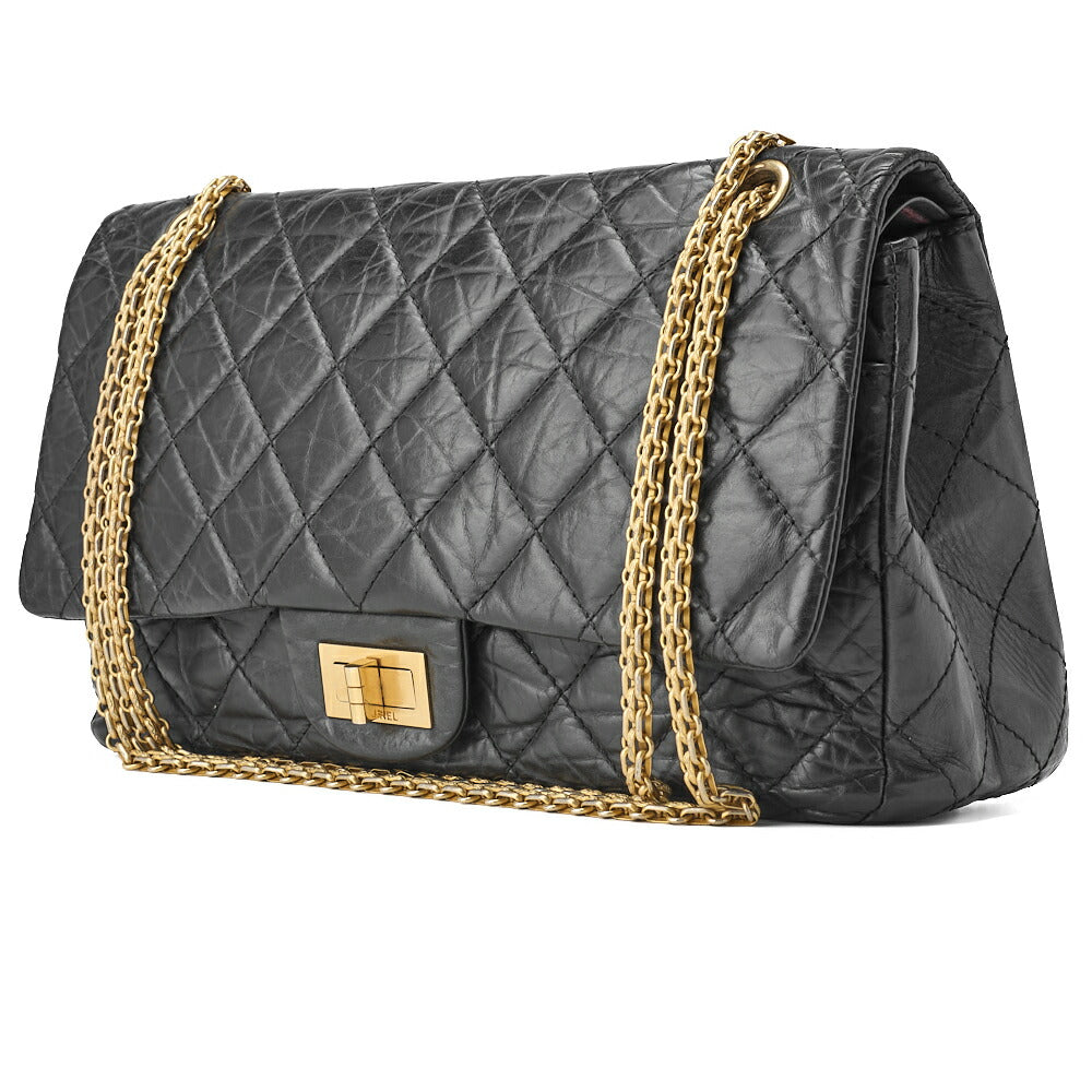 CHANEL Shoulder Bag, Deca Matelasse Turn Lock 2.55 Lock Chain, Vintage Calf, Black, Gold-Tone Hardware, Pre-Owned - Vintage La Charme