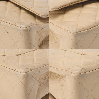 CHANEL Shoulder Bag Matelasse Double Flap Lambskin Beige Gold-Tone Hardware Pre-Owned - Vintage La Charme