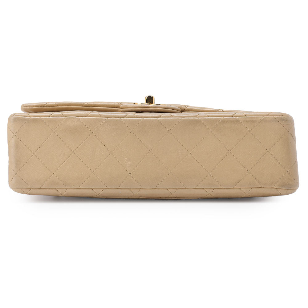 CHANEL Shoulder Bag Matelasse Double Flap Lambskin Beige Gold-Tone Hardware Pre-Owned - Vintage La Charme