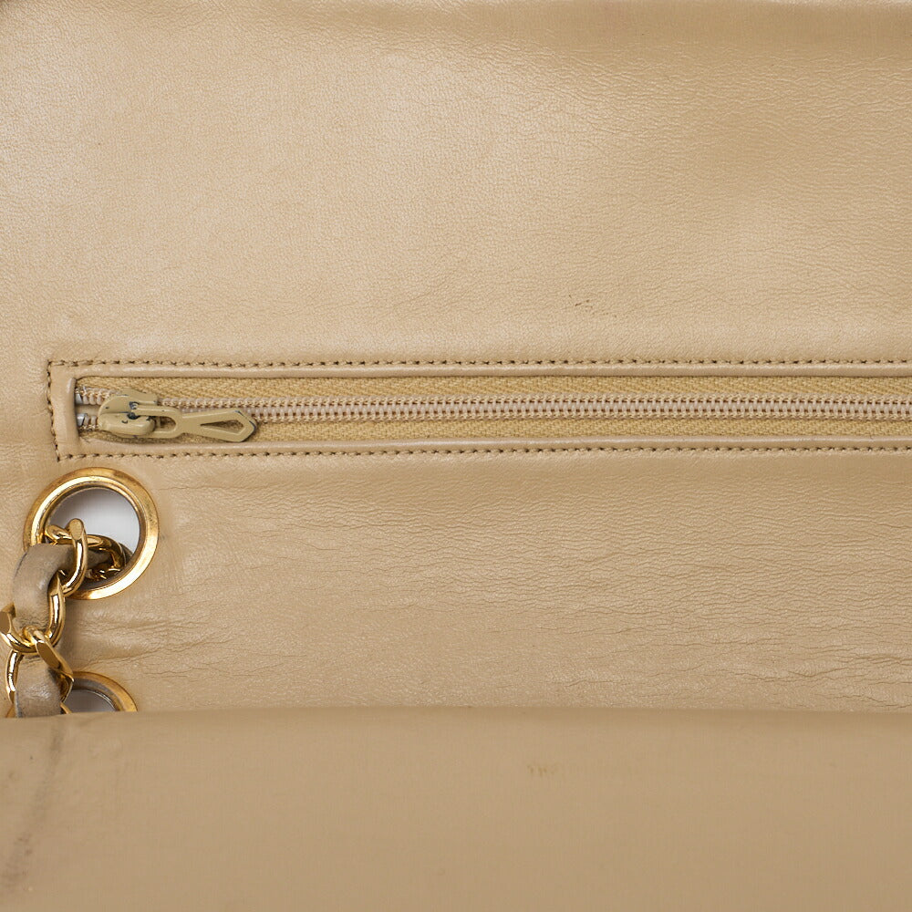 CHANEL Shoulder Bag Matelasse Double Flap Lambskin Beige Gold-Tone Hardware Pre-Owned - Vintage La Charme