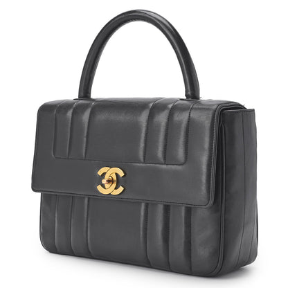 CHANEL Shoulder Bag, Mademoiselle Turn Lock, Lambskin, Black, Gold-Tone Hardware, Pre-Owned - Vintage La Charme