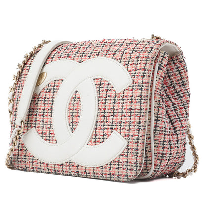CHANEL Shoulder Bag, Matelasse Coco Mark, Chain Shoulder, Tweed, Gold, Gold-Tone Hardware, Pre-Owned - Vintage La Charme
