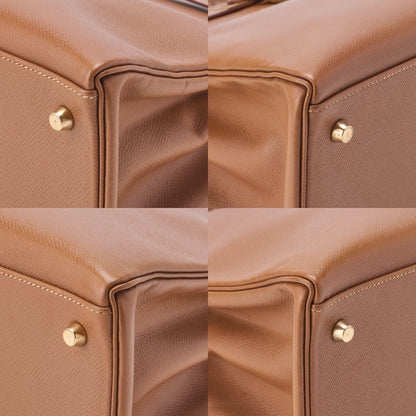 HERMES Kelly 35 2WAY Handbag Kushvel Gold, Gold, Gold-Tone Hardware, Pre-Owned - Vintage La Charme