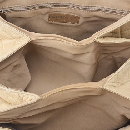 CHANEL Shoulder Bag, Matelasse, Chain Shoulder, Caviar Skin, Ivory, Silver-Tone Hardware, Pre-Owned - Vintage La Charme