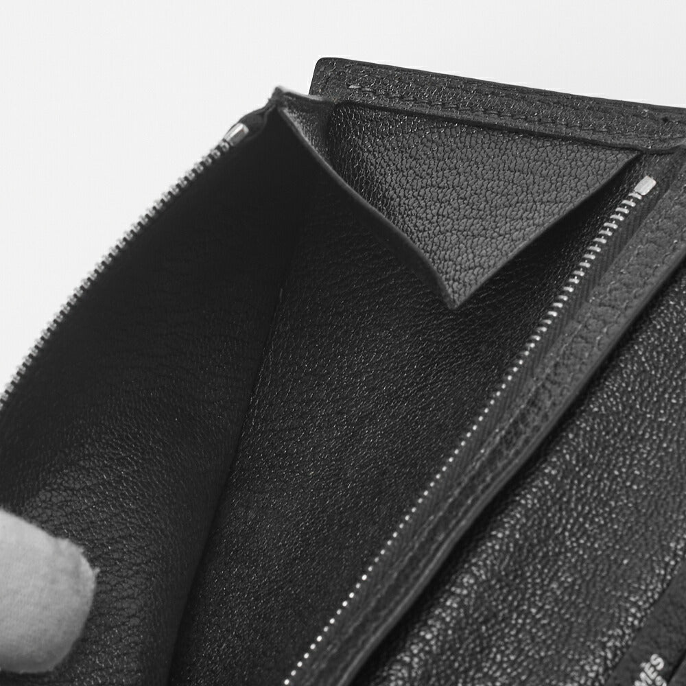 HERMES Bairn Classic Bi-fold Long Wallet, Chèvre, Black, Silver-Tone Hardware, Pre-Owned - Vintage La Charme