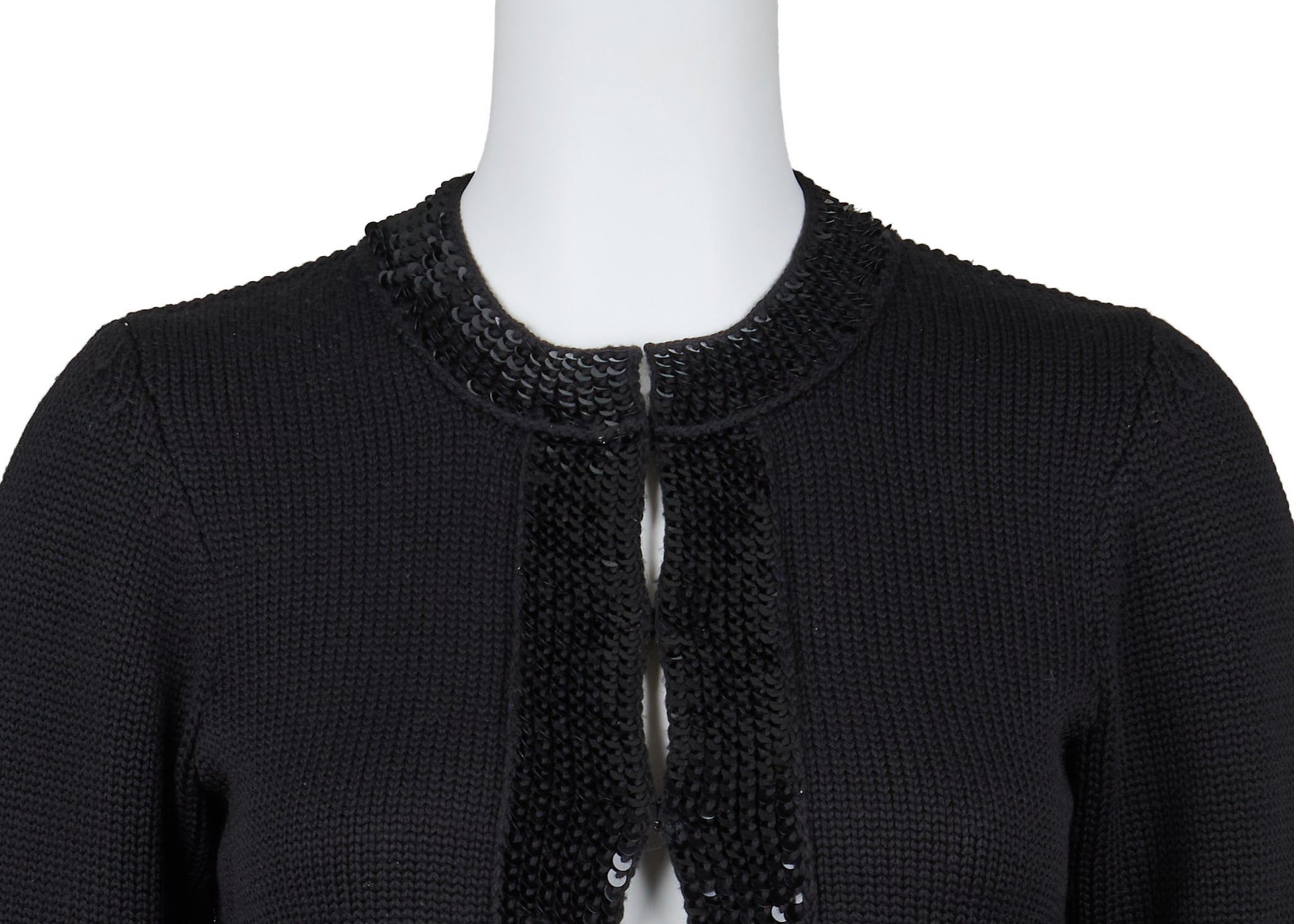 CHANEL Cardigan, Short Length, Knit, Wool, Black, Gold-Tone Hardware, Pre-Owned - Vintage La Charme