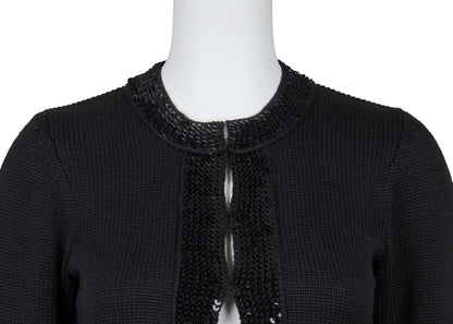 CHANEL Cardigan, Short Length, Knit, Wool, Black, Gold-Tone Hardware, Pre-Owned - Vintage La Charme