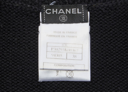 CHANEL Cardigan, Short Length, Knit, Wool, Black, Gold-Tone Hardware, Pre-Owned - Vintage La Charme