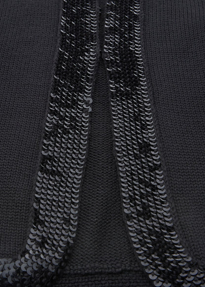 CHANEL Cardigan, Short Length, Knit, Wool, Black, Gold-Tone Hardware, Pre-Owned - Vintage La Charme