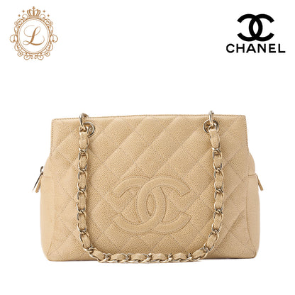 CHANEL Handbag Matelasse Caviar Skin Beige Gold-Tone Hardware Pre-Owned - Vintage La Charme