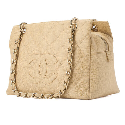 CHANEL Handbag Matelasse Caviar Skin Beige Gold-Tone Hardware Pre-Owned - Vintage La Charme