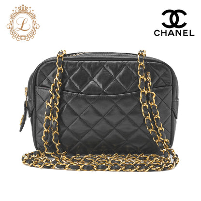 CHANEL Shoulder Tote Bag Matelasse Lambskin Black Gold-Tone Hardware Pre-Owned - Vintage La Charme