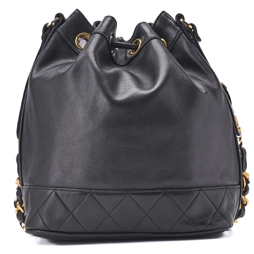 CHANEL Shoulder Bag Coco Drawstring Type Lambskin Black Gold-Tone Hardware Pre-Owned - Vintage La Charme