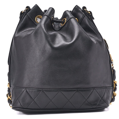 CHANEL Shoulder Bag Coco Drawstring Type Lambskin Black Gold-Tone Hardware Pre-Owned - Vintage La Charme