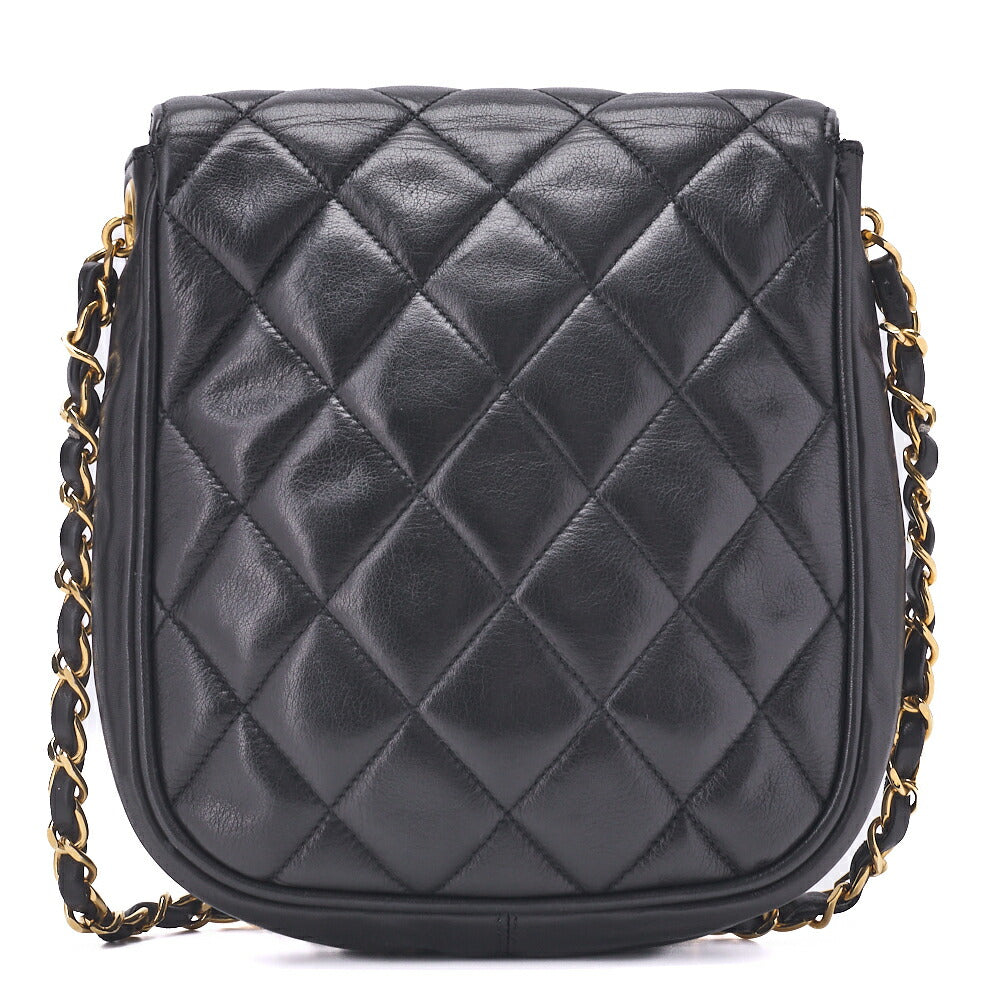 CHANEL Shoulder Bag Matelasse Vertical Straight Flap Chain Shoulder Lambskin Black Gold-Tone Hardware Pre-Owned - Vintage La Charme