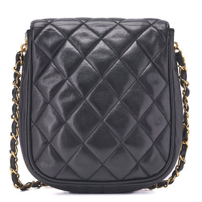 CHANEL Shoulder Bag Matelasse Vertical Straight Flap Chain Shoulder Lambskin Black Gold-Tone Hardware Pre-Owned - Vintage La Charme