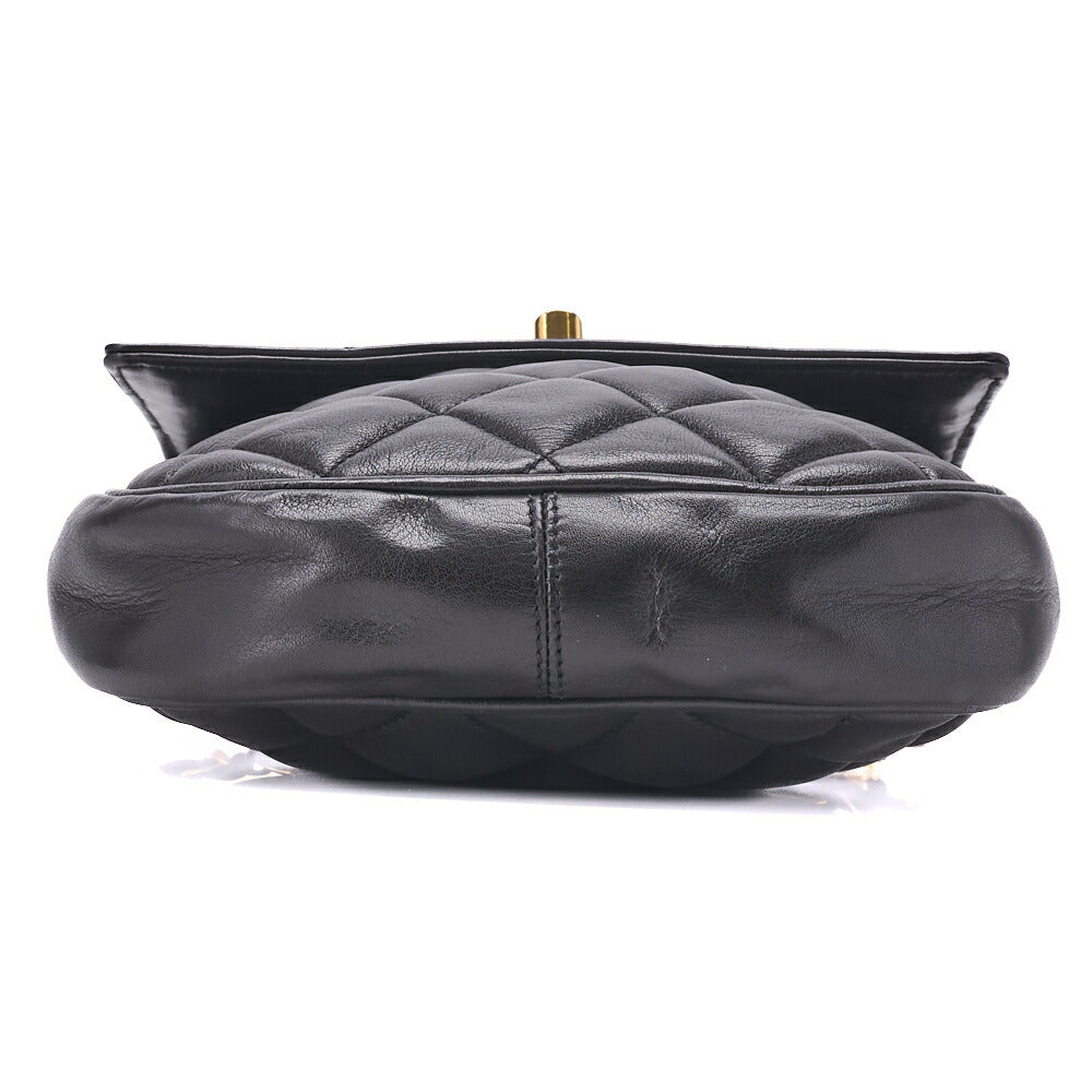CHANEL Shoulder Bag Matelasse Vertical Straight Flap Chain Shoulder Lambskin Black Gold-Tone Hardware Pre-Owned - Vintage La Charme